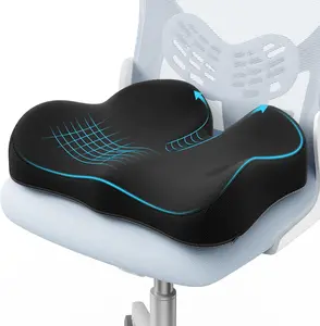 PKBD Ergonomic Seat Cushion Large Memory Foam Office Chair Pad for Sciatica Lower Back Pain Relief Car & Office Use Dr Recommended Ultimate Comfort Support