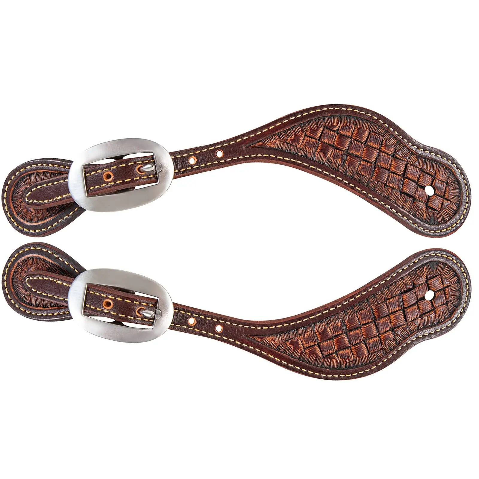 Martin Saddlery Weathered Antique Cowboy Spur Straps with Basket Stamping