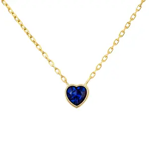 Marigold Blue Sapphire Heart Necklace | Gold Vermeil