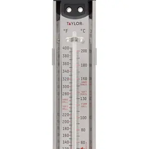 Taylor Stainless Steel Candy and Deep Fry Thermometer, 12-Inch Analog Paddle with Pan Clip, Ideal for Frying, Sugar, Brewing, Syrup, and More