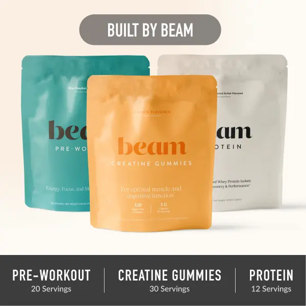 Beam Built by Beam Bundle — Pre Workout (20 Servings), Protein (12 Servings) & Creatine Gummies (30 Servings) for Energy, Strength & Recovery (Complete Performance Stack, 5g Creatine) Clean Fitness Supplement