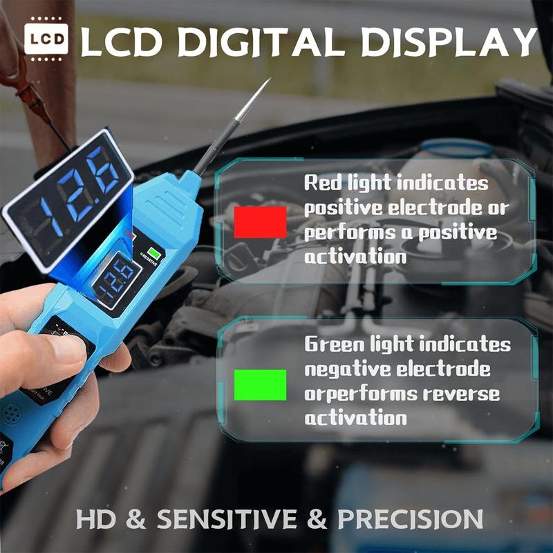 Canvcle Power Circuit Probe Tester 3.5-36V DC Automotive Tester with LCD Display, Built-in Flashlight, Continuity Short Circuit Finder & Overload Protection for Cars, Trucks, Motorcycles