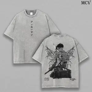Levi Ackerman Attack on Titan Washed Vintage Oversized T-Shirt, Heavy Cotton Unisex Anime Graphic, AOT Shirt, Levi Tee