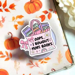 Bookish Tote Bag Phone Grip Bundle Oops I Bought More Books, Just a Girl Who Brings Books Everywhere, Treat Yourself, Cute Reader MagSafe Holder Gift