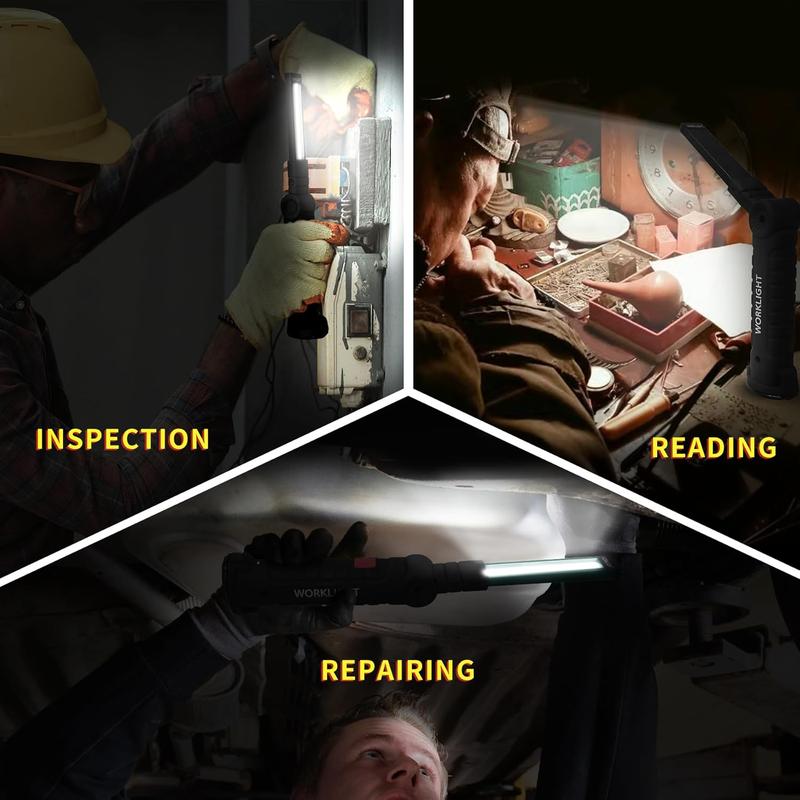 BougeRV  LED Work Light Rechargeable, Portable Work Lights with Magnetic Base, 5 Modes, Hanging Hook and Water-Resistant Magnetic LED Light for Car Repair, Emergency Use (1pcs)