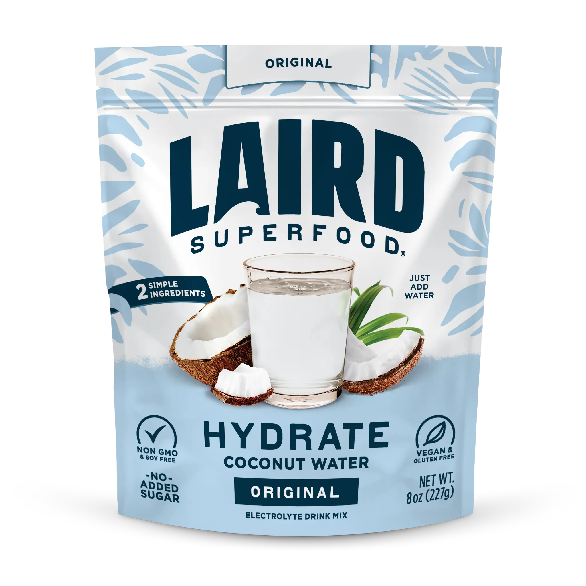 Laird Superfood HYDRATE Coconut Water Powder Drink Supplement with Coconut Water and Aquamin, All Natural, No Added Sugars, Gluten-Free, Non-GMO, Vegan, 8oz Healthy
