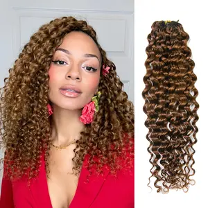 YWIGS Miracle Knots Crochet Human Hair #30 Brown Feather Crocher Human Hair for Miracle Knots Boho Braids Pre-Separated Water Wave 60g / 1 Bundle #TiktokShopSpringGlowUp