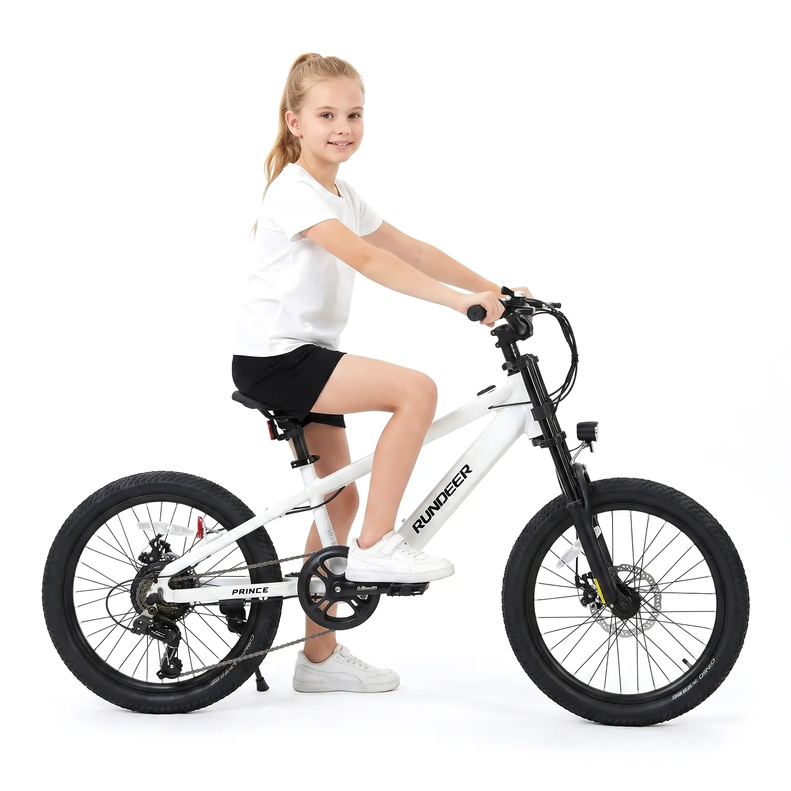 Rundeer Kids Electric Mountain Bike, Youth eBike for Ages 6-13, 250W Motor, 20 MPH Top Speed, 36V 10Ah Battery, Up to 32 Mi Range, Lightweight, 3 Riding Modes, Ideal for School Commutes & Outdoor Adventures
