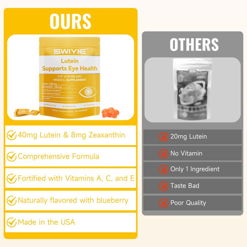 Swiyie Lutein & Zeaxanthin Gummies – Eye Health Supplement with Astaxanthin, Vitamin A C E – Blue Light Defense, Vision Support, Berry Flavor – 60 Gummies Healthcare Dietary