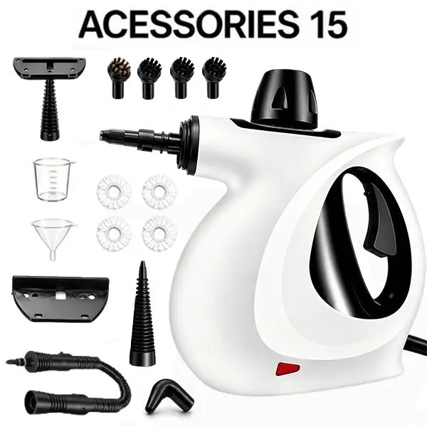 1050W Pressurized Handheld Multi-Surface Natural Steam Cleaner, High-Temperature High-Pressure Steam Cleaning Machine, with 12 replacement parts and safety lock, continuous steam, suitable for home, kitchen and car Car Vacuum Kit