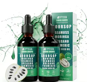 VYXION Pure Soursop 10-in-1 Liquid Drops Extract Supplement - Seamoss, Moringa, Black Seed Oil, Turmeric, Oregano Blend for Natural Wellness, Fitness