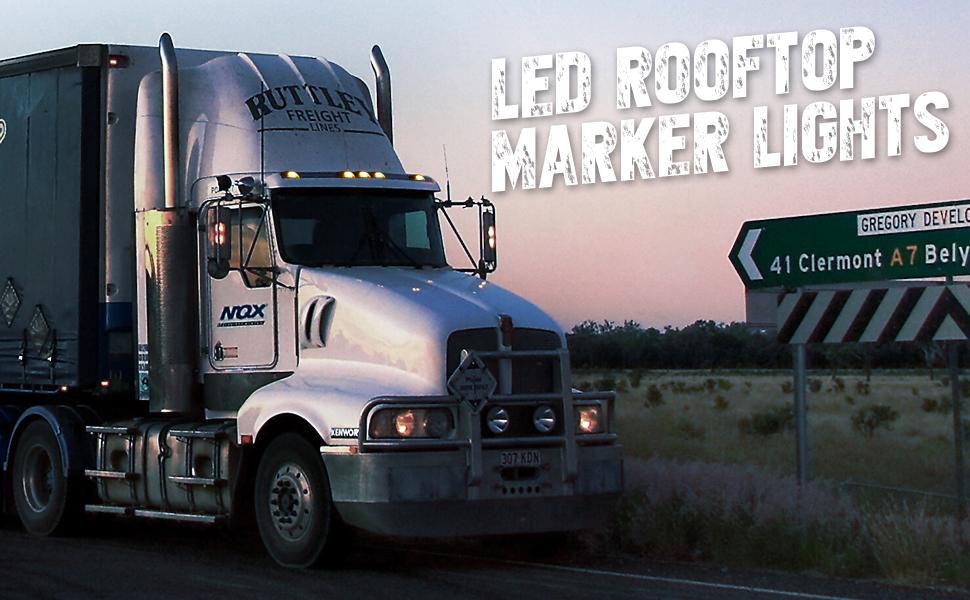 DIBMS Black Smoked Lens 12 LEDs Cab Clearance Light 5 Pcs Roof Top Marker Running Lights Kit for Ford Dodge Ram Trucks SUV POV Pickup - Amber Yellow