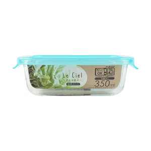 PEARL LIFE Japanese Rectangular Food Container 350ml - Heat Resistant Lunch Box, Airtight Food Storage, Microwave Safe Bento Box