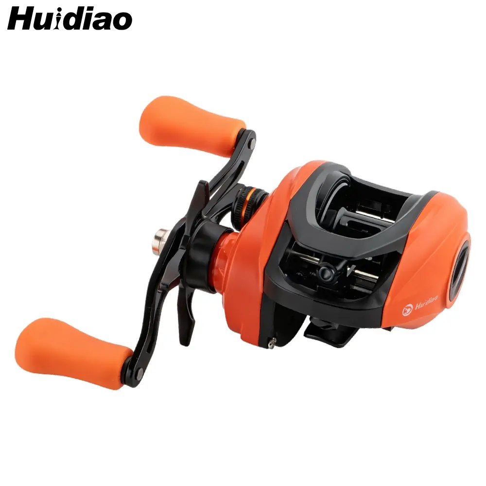 Huidiao Orange Baitcasting Reel 7.2:1 Gear Ratio 15-Levels Magnetic Brake System 22lb/10kg Powerful Drag Low Profile Casting Reel Fishing Reels for Finesse Fishing Fishing Equipment Outdoor Fishing Supplies
