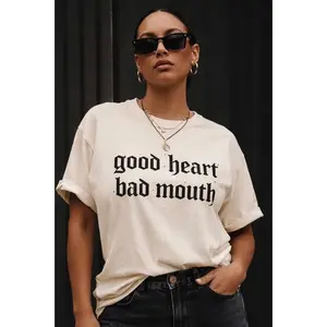 Good Heart Bad Mouth Unisex Fit T-Shirt or Sweater Top with Bold Typography Design