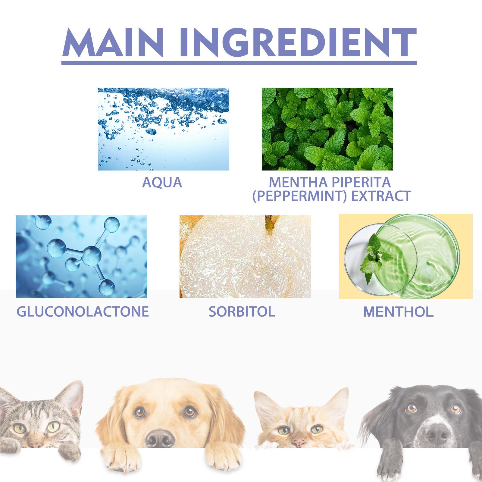 Cat and Dog Tooth Cleaning Spray - Removes Stains and Freshens Breath for Pet Oral Carelitter pellets, spray, litter tray, litter box, removal