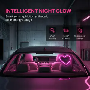 Wireless Solar LED Car Decor: Double Heart-Shaped Neon Atmosphere Light for Eco-Conscious Drivers