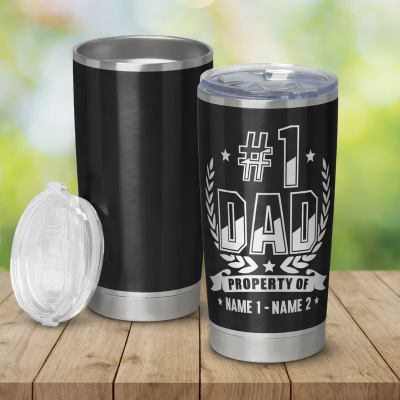 Dad Tumbler,  Custom Name Father’s Day Gift, Stainless Steel Dad Travel Cup