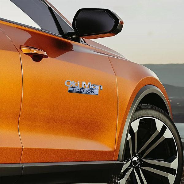 Funny "Old Man" "Cow Boy'' Driving Sticker - Durable Metal Emblem for Car, Truck, Toolbox