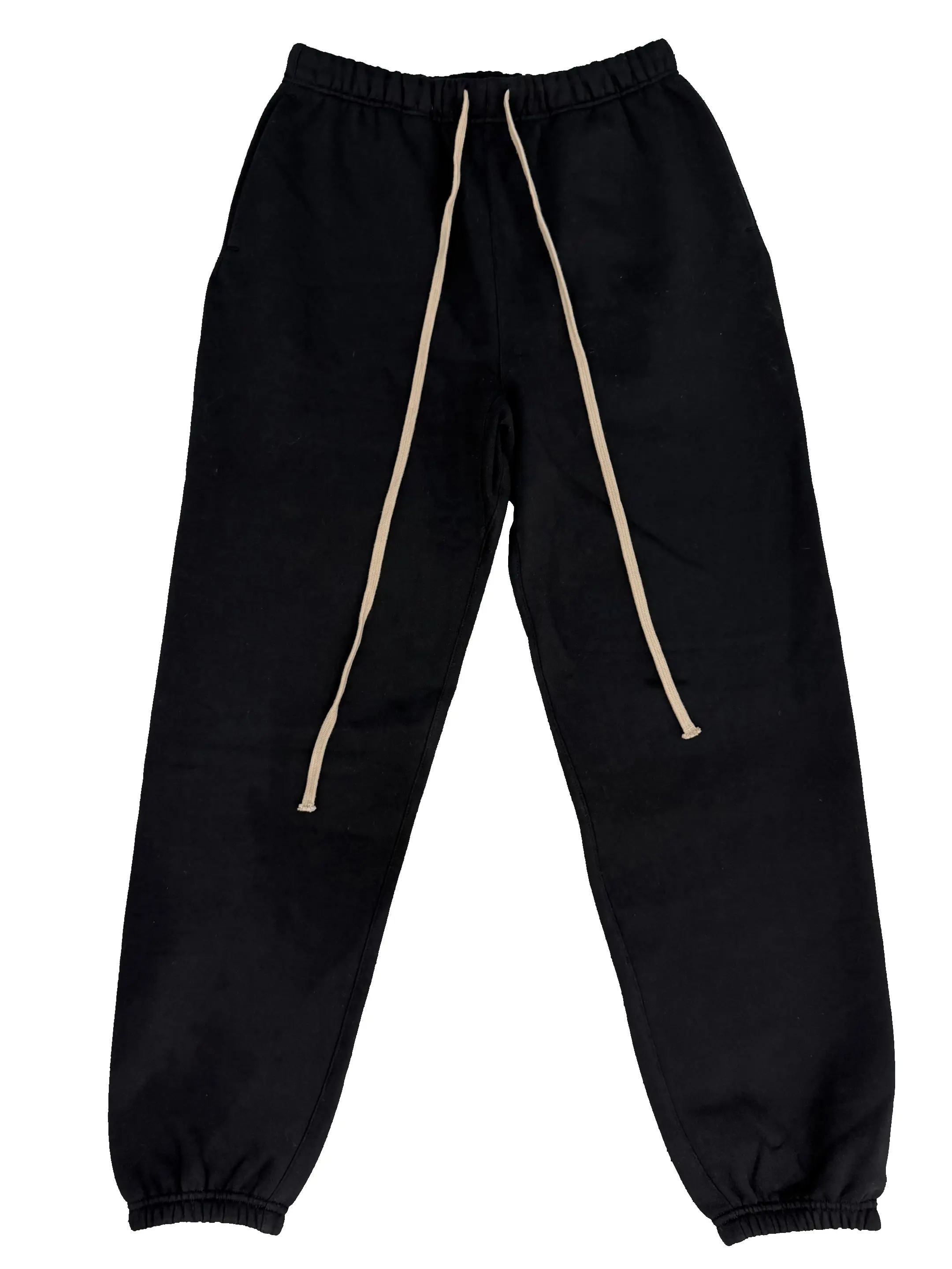 Men's Baggy Cotton Fleece Sweatpants, Relaxed Fit Streetwear Lounge Pants with Elastic Waistband & Pockets for All Seasons, Universal, Casual, Sporty Chic, Black Sweatpants, Plain, Cotton Blend