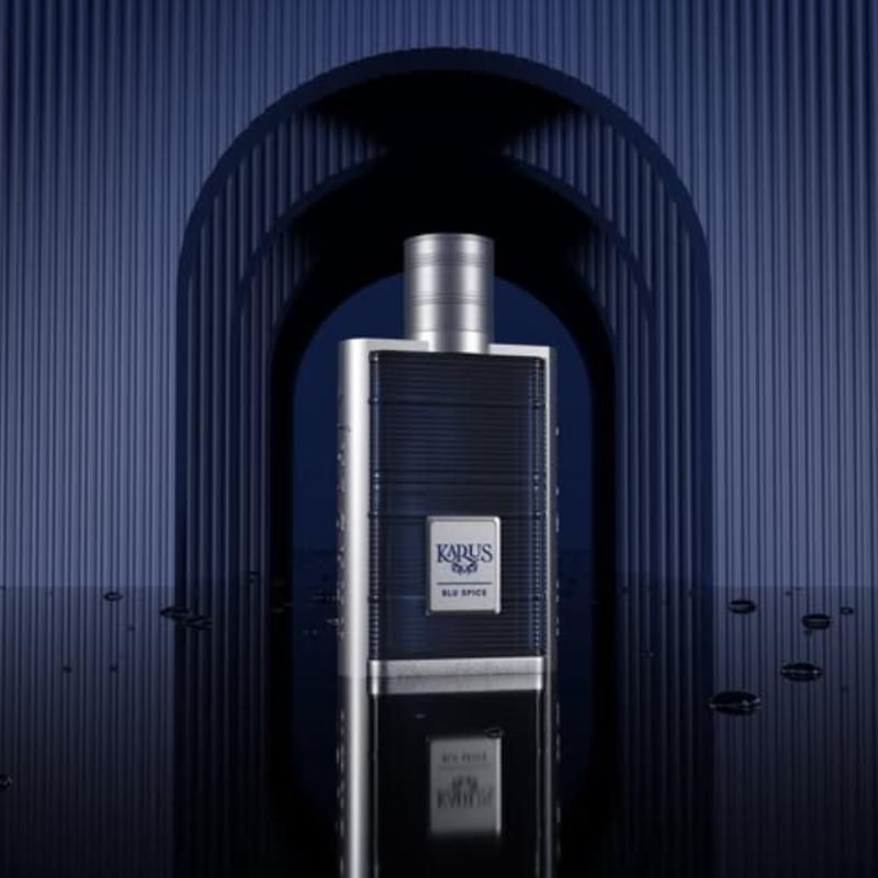 Khadlaj Perfumes Karus Blu Spice Eau de Parfum Unisex 3.4 oz – Tea, Bergamot, Amber Woody Scent