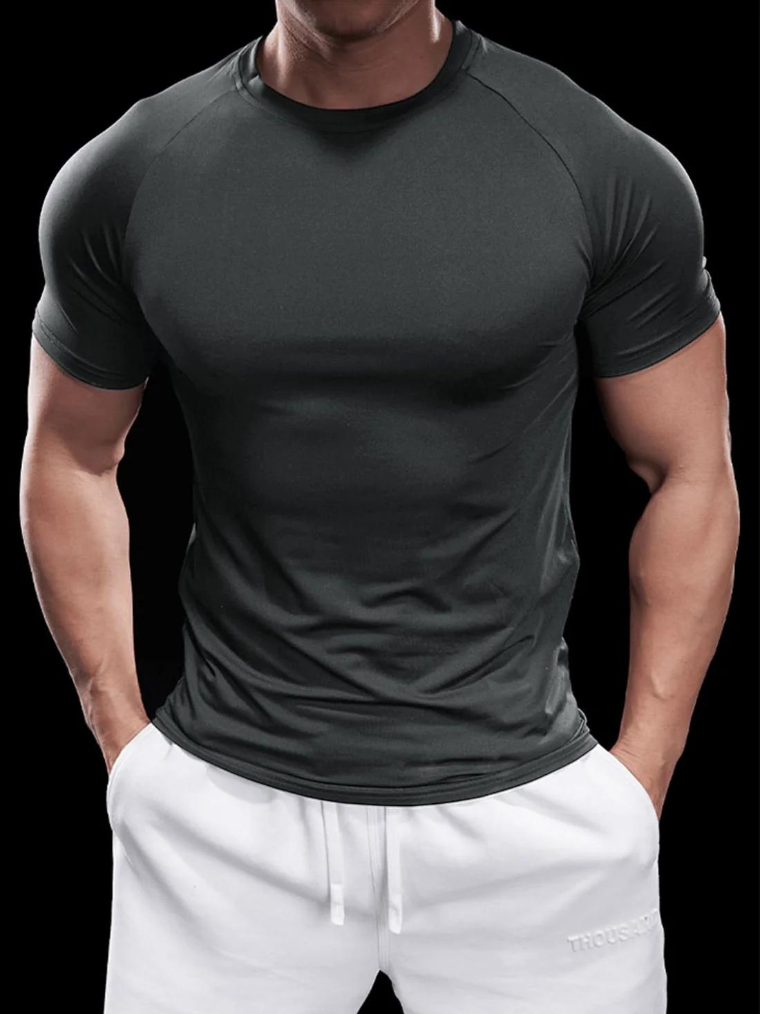 Fioboc Men's PerformancePro Quick-Dry CrewNeck Tee - Gym & Casual Fitness Top