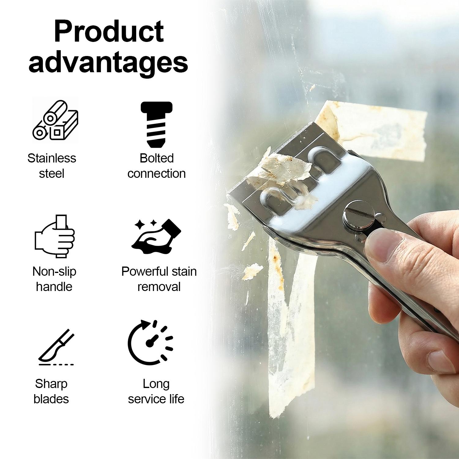 VAYWET Razor Blade Scraper Tool Stainless Steel Multifunctional Cleaning Shovel Ceramic Hob Scraper 5 Blades for Cleaning Window Cooktop Oven Glass Stove Kitchen Floor Door Sticky Residue Tile Wallpaper Decals Labels Caulk Adhesive Paint Glue Removal VAYWET Razor Blade Scraper Tool Stainless Steel Multifunctional Cleaning Shovel Ceramic Hob Scraper 5 Blades for Cleaning Window Cooktop Oven Glass Stove Kitchen Floor Door Sticky Residue Tile Wallpaper Decals Labels Caulk Adhesive Paint Glue Removal