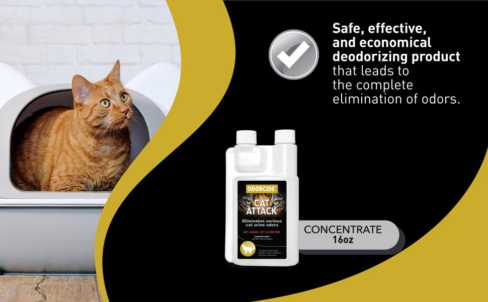 Odorcide Cat Attack Concentrate Odor Eliminator - Cat Odor Remover for Carpet & Upholstery-Cat Urine Remover for Litter Box - 16 oz and Gallon