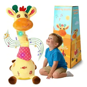 Talking Dancing Giraffe Easter Toy 10 Baby Songs Stuffed Animal Baby Toy Funning Repeating What You Say For Toddlers 1-6 Years Old Glowing Musical Electronic Giraffe Holiday gifts For Easter (Volume Adjustment)