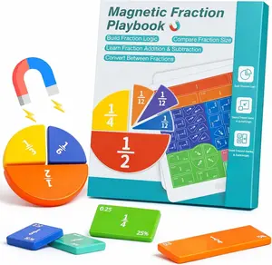 New Magnetic Fraction Demonstration Book, Magnetic Book Fraction Puzzle for Hands-On Math Learning, Educational Fraction Magnetic Book for Teaching and Reinforcing Fraction Concepts school supply educational learning tool material preschool gift mochi