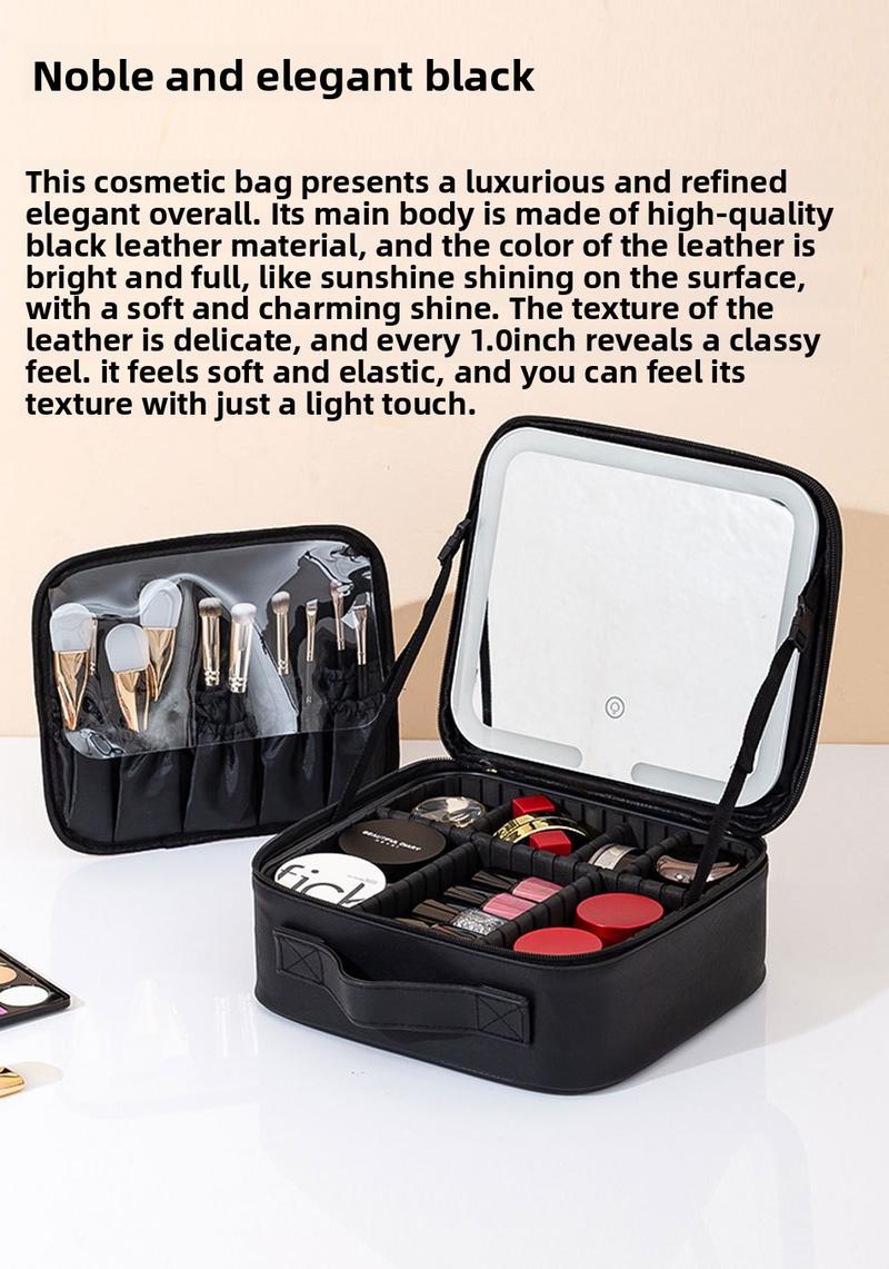 2025 Trending LED Makeup Bag with Mirror Large Capacity Portable Stylish Travel Case for Cosmetics