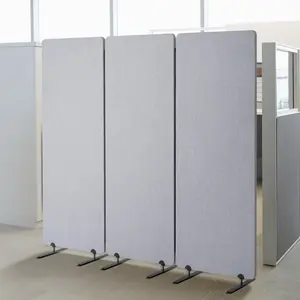 VEVOR 2FT Room Divider,  , 3 Panels PET Polyester Soundproof Room Screen, Folding Privacy Divider Portable Partition Divider for Room Separation, Freestanding Room Partitions for Office Study, Grey