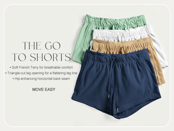 ODODOS Women's Sweat Shorts with Pockets Cotton French Terry Drawstring Summer Workout Casual Lounge Shorts