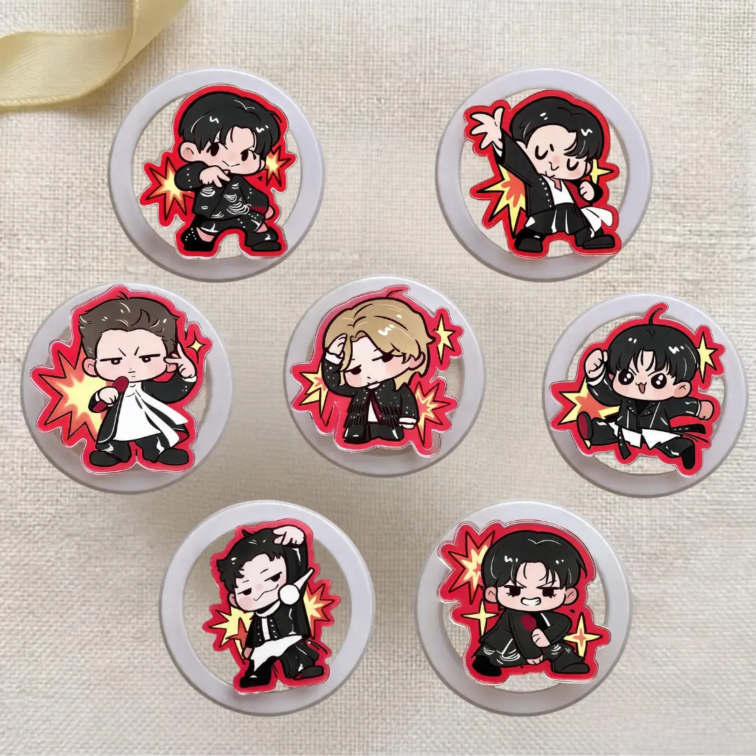 Kpop Arirang Collection Acrylic Phone Grips - Cute Kpop Idol Cartoon Expandable Phone Stand & Grip Holder for All Smartphones