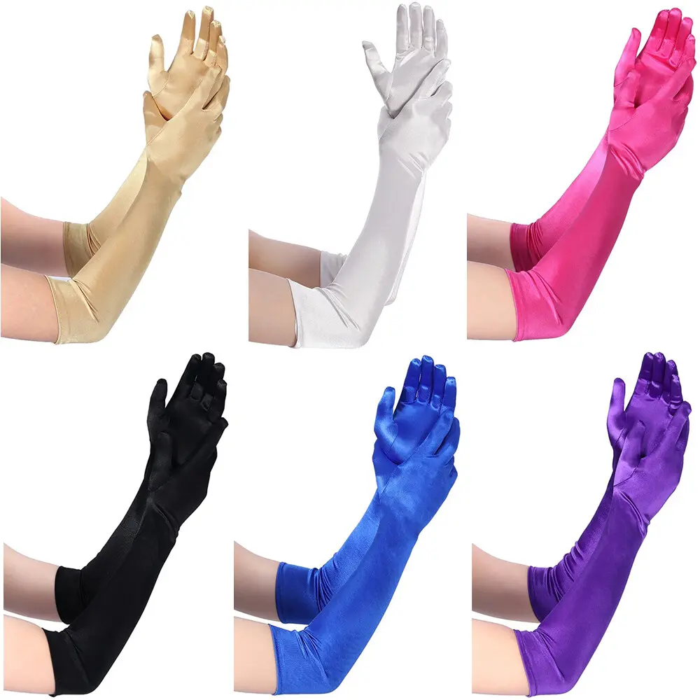 Women Long Spandex Strech Elbow Glove for Sexy Cosplay Bridesmaids Proms Dance Costume