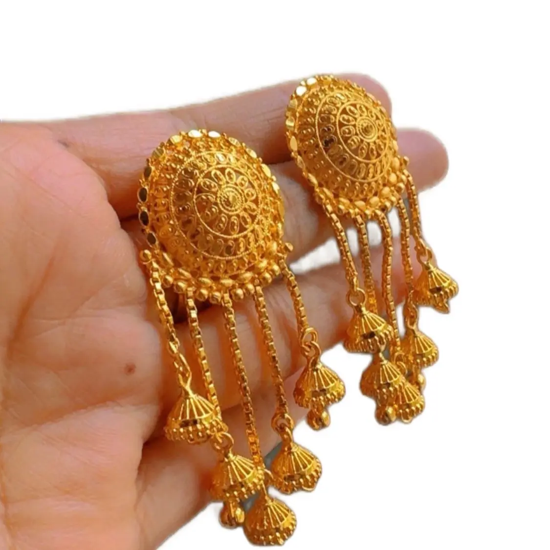 Women's Gold Plated Jhumka Earrings, Fashion Costume Jewelry Accessories, Jhumka Earrings Earrings