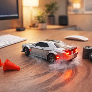 1/43 Mini Muscle Drift Car Proportional throttle, Easier to control, 2.4GHz Full Proportion 4WD 15KM/H High Speed Remote Control Cars Toy with LED Lights,  Hobby Racing Sport Model Vehicle for Adults Kids Boys Gift