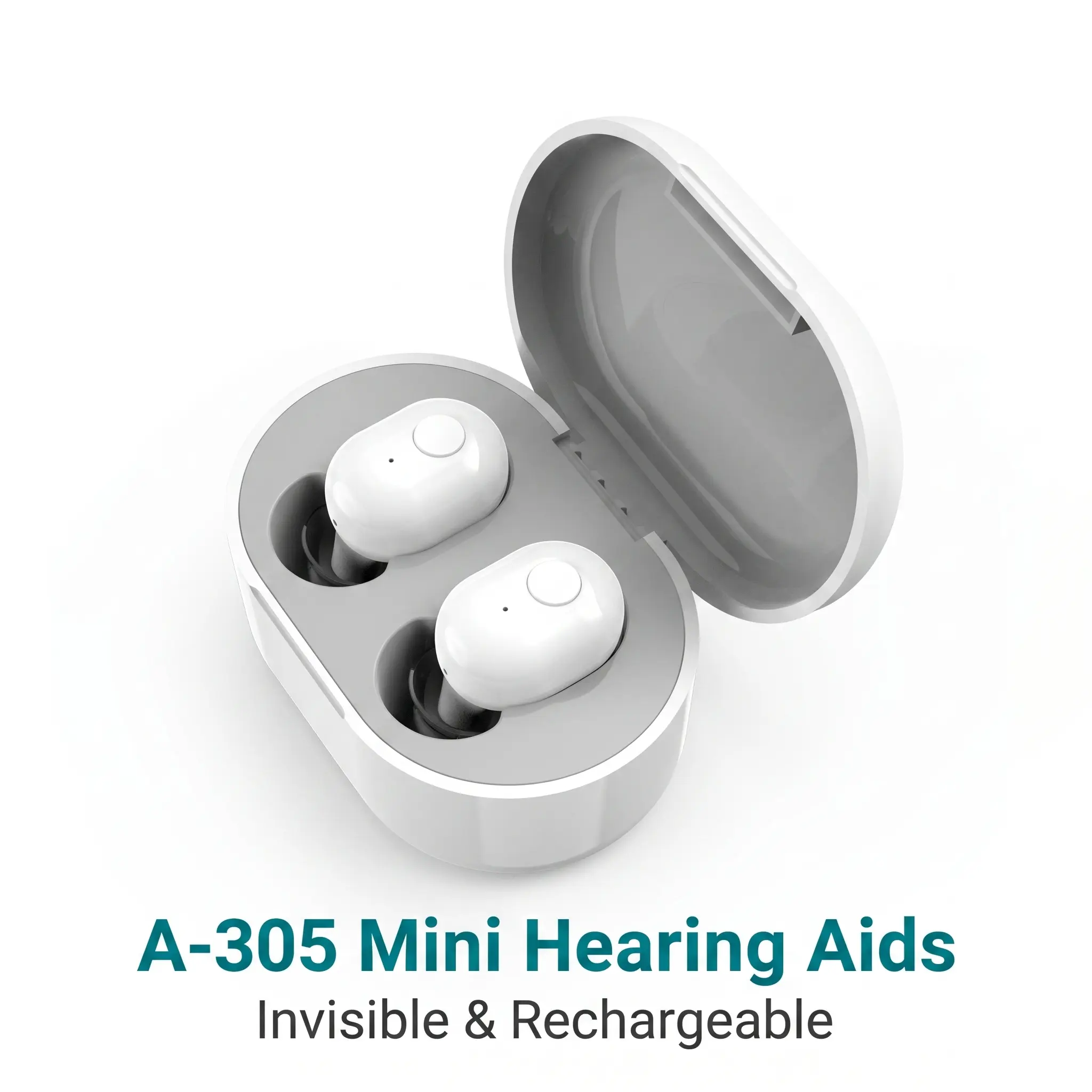 Coniler A‑305 Rechargeable In‑the‑Canal Hearing Amplifier, Mini Invisible Ear Hearing Aid, 20 Hours Battery Life, Ultra‑Light 3.0g with Portable Charging Case for Seniors & Adults with Mild‑Moderate Hearing Loss