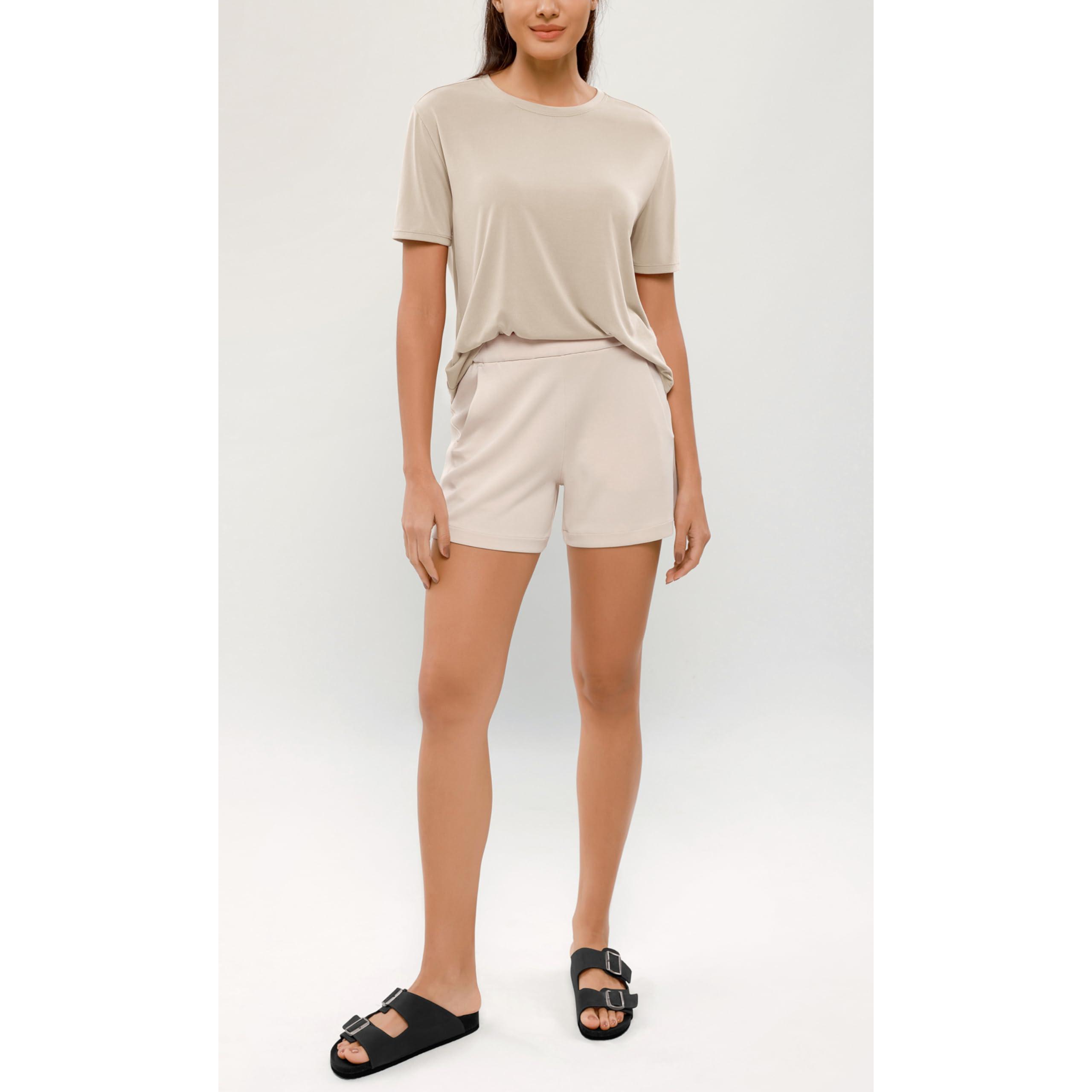 ODODOS Modal Soft Short Sleeve Shirts for Women Crew Neck Yoga Tee Casual Workout Tops