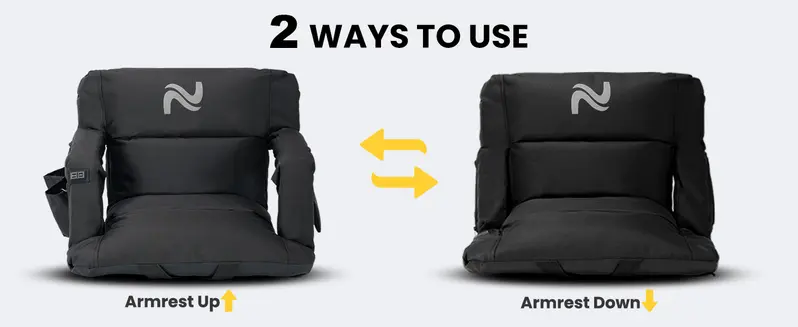 Seat with armrests up and down