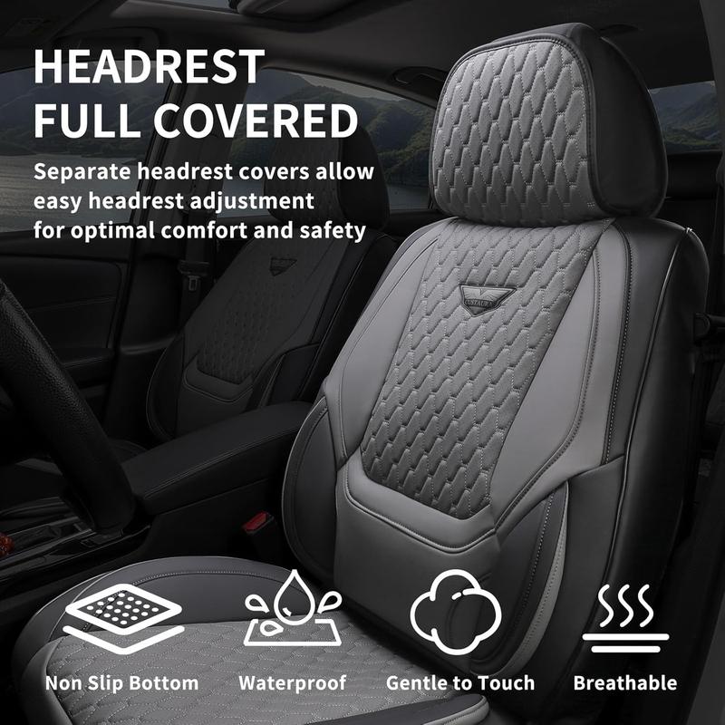 EKR Semi-Custom Pickup Truck Car Seat Covers Napa Leather Waterproof Stain-Resistant Fits 99% of Sedans Including Toyota Tacoma Tundra Ford F-Series F150 Chevrolet Ram GMC Multi-Color Interior Upgrade Easy Installation Scratch-Resistant
