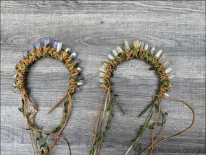 Dark Golden Goddess Handcrafted Crystal and Leaf Headband
