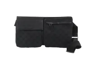 Pre-owned GUCCI GG Canvas Belt Bags GG Classic Vintage Belt Bag Black GUC.B.1060