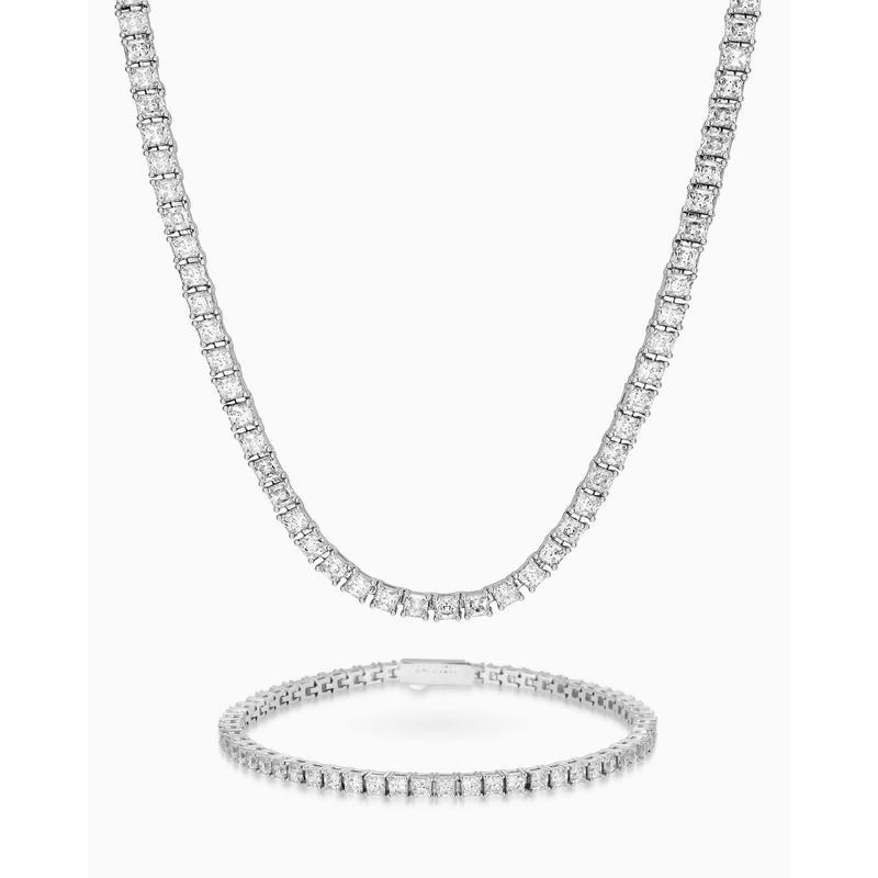 JAXXON - Tennis Set Square Cut - 3mm - Silver - Box Clasp