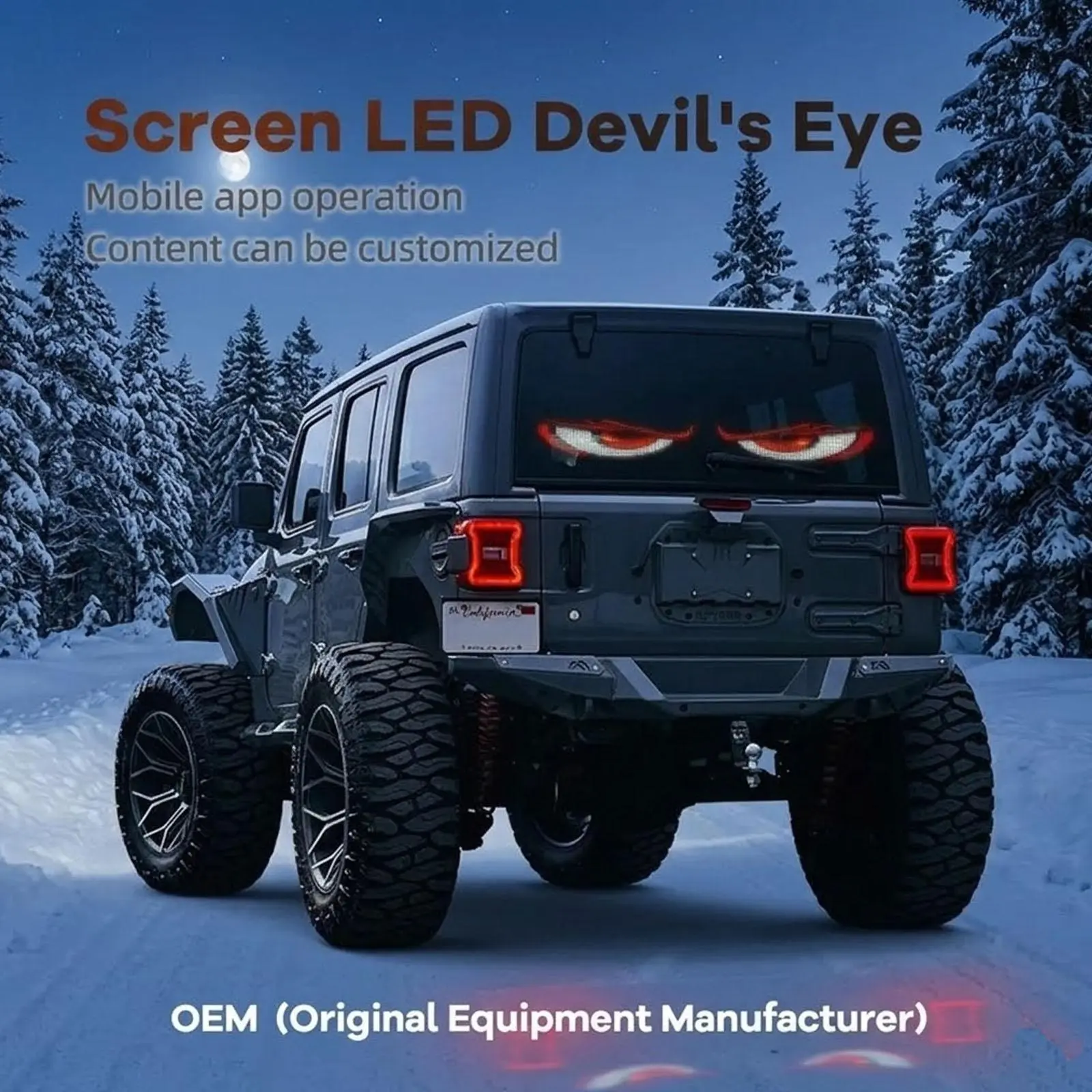 Programmable LED Devil Eyes for Cars & Trucks - Smart App Control RGB Matrix Panel - DIY Animated Windshield Display - Waterproof Flexible LED Sign with Remote
