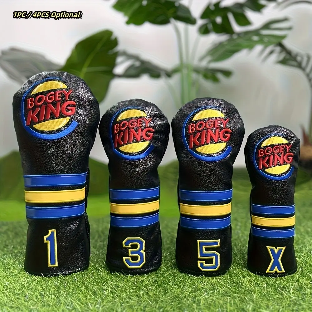 Blue King Series Golf Club Head Covers, Golf Accessories, Golf Supply, Durable PU Material, Dust-Proof Design, Ideal Gift for Golf Enthusiasts & Unisex Accessory, Golf Gear