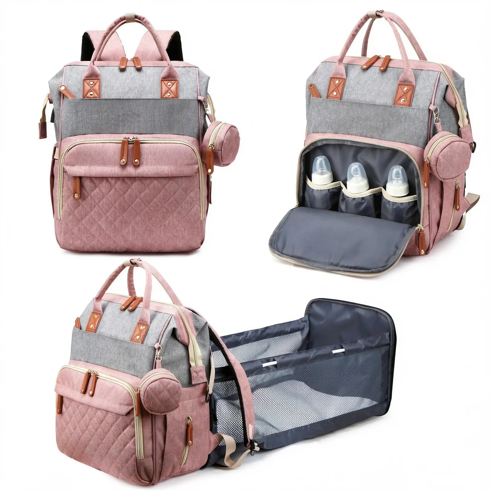 Unisex Diaper Bag Backpack, High-Capacity 16'' x 8.5'' x 12.5'' Travel Organizer in Waterproof 900D Oxford Fabric with USB Port & Changing Pad for Parents, Backpacks, Baby Shower, Zipper, Diaper Bag Organization, Storage Pockets Diaper Bags, Spacious Diap