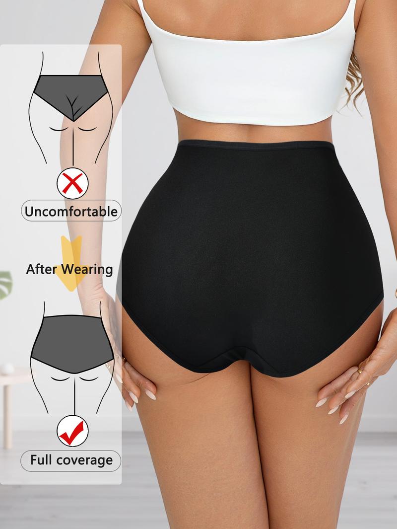 HOTCOM Women's Colorblock High Waist Panty Breathable Comfortable Knicker for Daily Wear Underwear All Seasons FallFreshness Soft Spandex Seamless High-Waisted Briefs - Fit - Activewear - Athletic