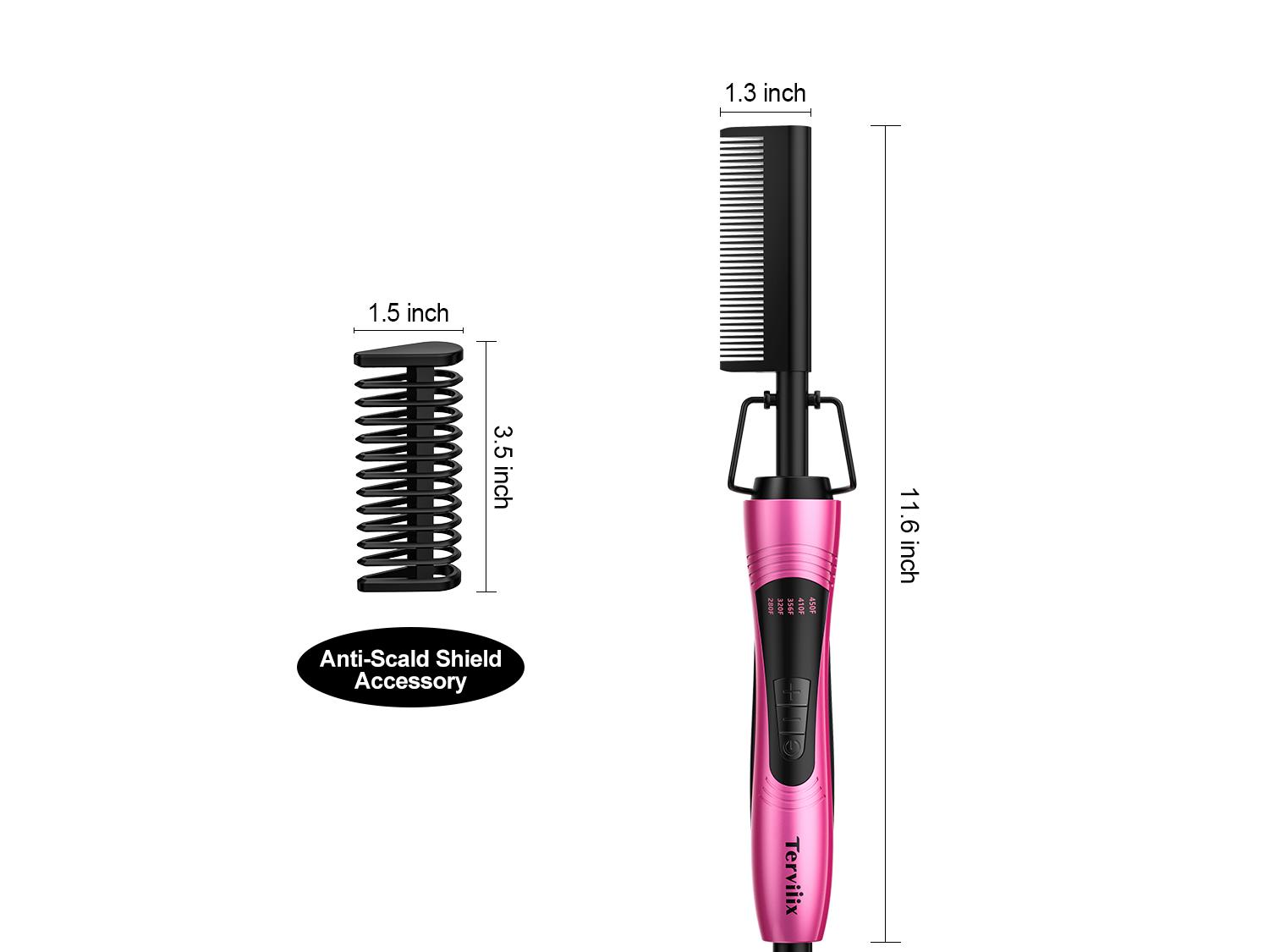 Terviiix Electric Hot Comb for Black Hair, Wigs & Beard, Anti-Scald Attachment, Straightener Comb with Keratin & Argan Oil Infused Teeth, Temperatures Adjustable, 60 Min Auto Shut Off Terviiix Electric Hot Comb for Black Hair, Wigs & Beard, Anti-Scald Attachment, Straightener Comb with Keratin & Argan Oil Infused Teeth, Temperatures Adjustable, 60 Min Auto Shut Off