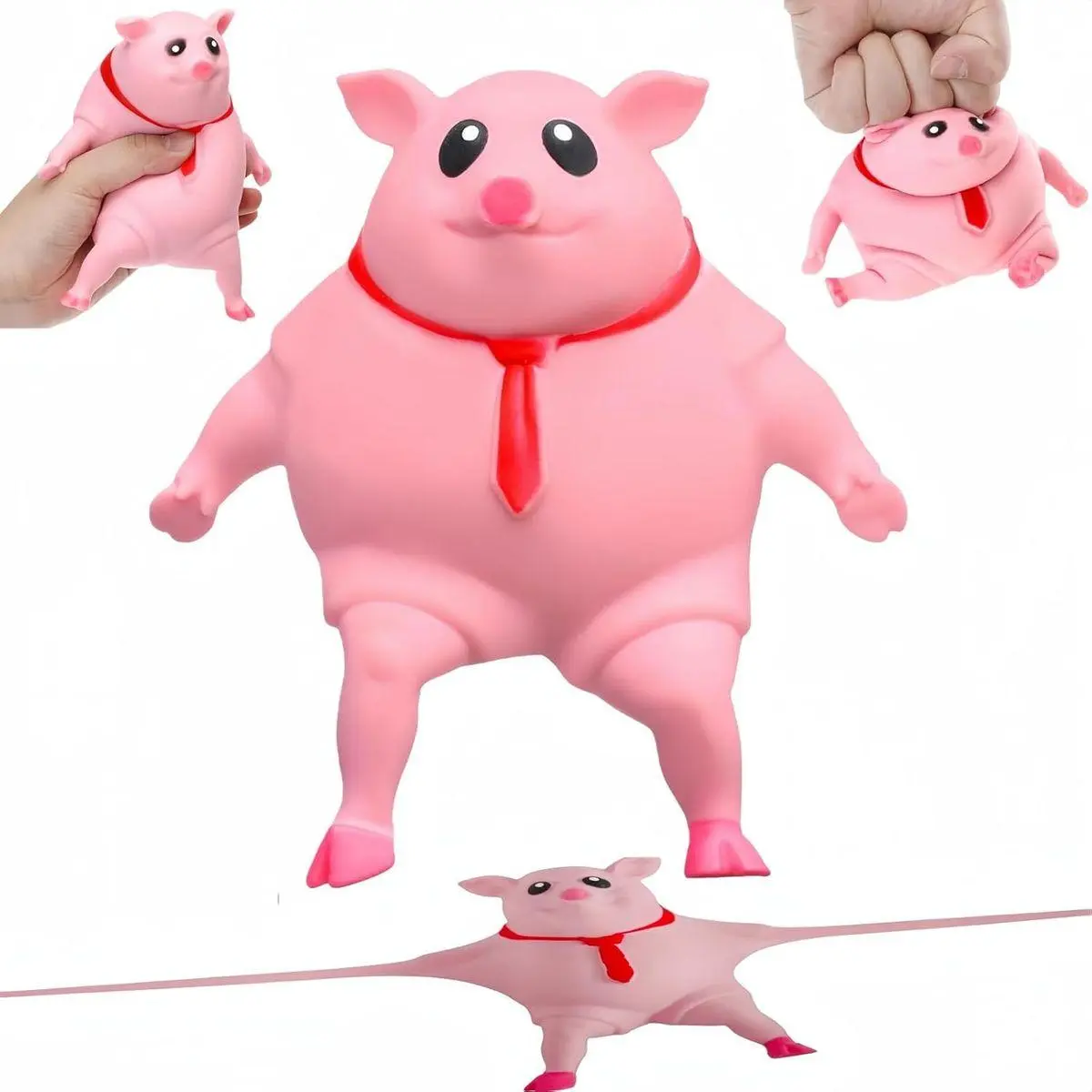 Stretchy Glue-Sand Filled Rubber Pig , Latex Piglet Soft Decompression Doll Toy, Animal High-Elastic Stretchable Decompression, Decompression Toy for Adults and Children (Pig-S)